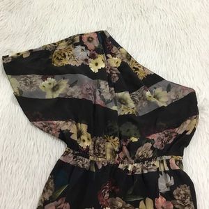 Lublu black floral open one shoulder lightweight summer dress